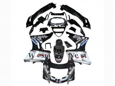 Erschwingliche Kawasaki ZZR400 Motorrad Verkleidung 1993-2007 - Glanzendes Schwarz Weiss West