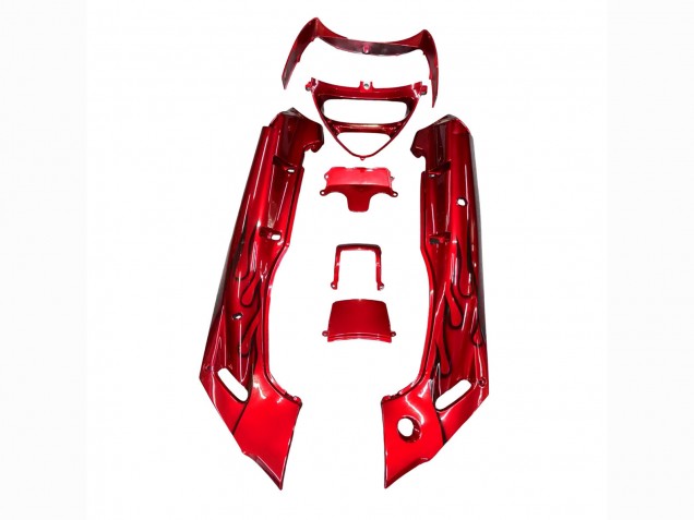 Erschwingliche Kawasaki ZZR400 Motorrad Verkleidung 1993-2007 - Rot Schwarz Flamme