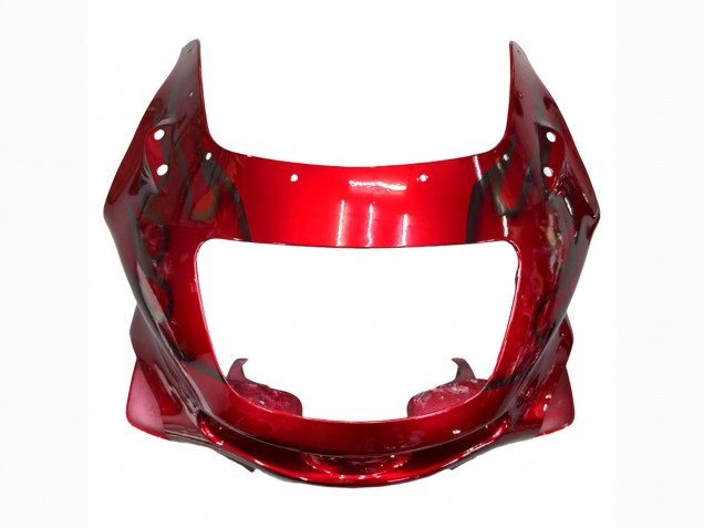 Erschwingliche Kawasaki ZZR400 Motorrad Verkleidung 1993-2007 - Rot Schwarz Flamme