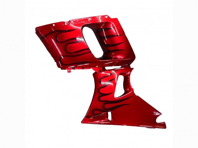 Erschwingliche Kawasaki ZZR400 Motorrad Verkleidung 1993-2007 - Rot Schwarz Flamme