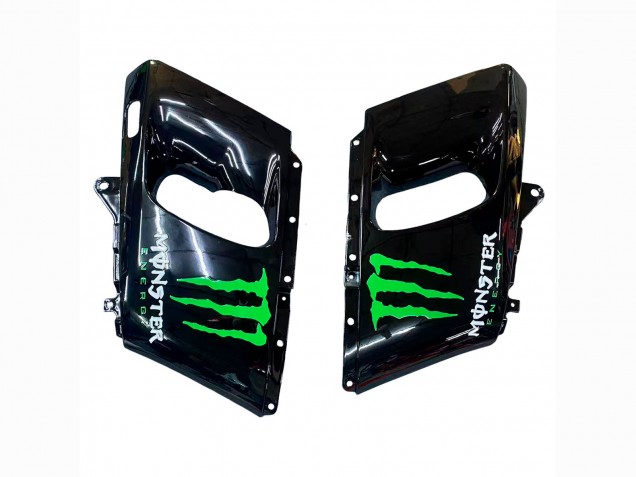 Erschwingliche Kawasaki ZZR400 Motorrad Verkleidung 1993-2007 - Grun Glanzendes Schwarz Grun Monster Elf Touch4 Bridgestone