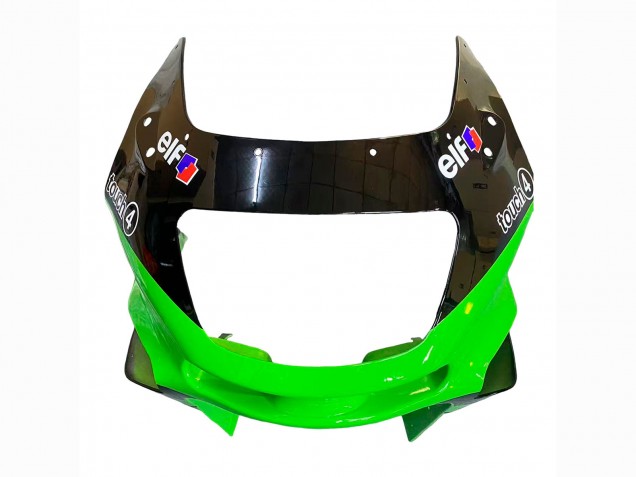 Erschwingliche Kawasaki ZZR400 Motorrad Verkleidung 1993-2007 - Grun Glanzendes Schwarz Grun Monster Elf Touch4 Bridgestone