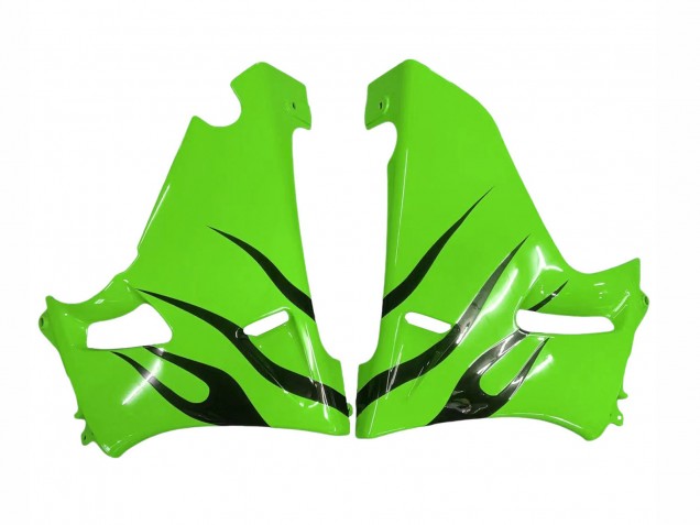 Erschwingliche Kawasaki ZZR400 Motorrad Verkleidung 1993-2007 - Grun Glanzendes Schwarz Flamme