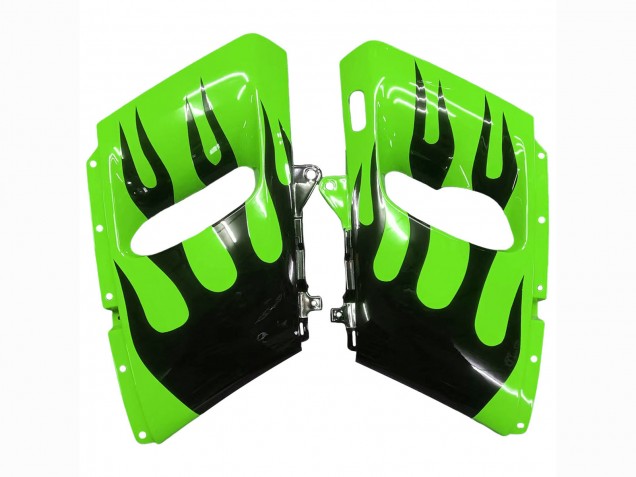 Erschwingliche Kawasaki ZZR400 Motorrad Verkleidung 1993-2007 - Grun Glanzendes Schwarz Flamme