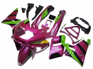 Erschwingliche Kawasaki ZZR400 Motorrad Verkleidung 1993-2007 - Dunkel Rosa Grun EVA Rennen