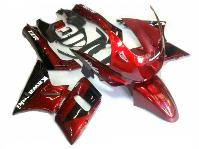 Erschwingliche Kawasaki ZZR400 Motorrad Verkleidung 1993-2007 - Rot Glanzendes Schwarz