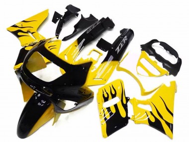 Erschwingliche Kawasaki ZZR400 Motorrad Verkleidung 1993-2007 - Gelb Schwarz Flamme