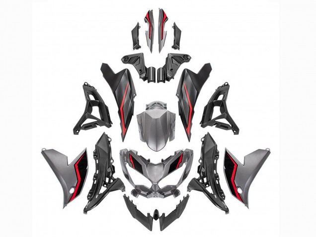 Erschwingliche Kawasaki Versys 650 Motorrad Verkleidung 2022-2025 - Grau Rot Schwarz