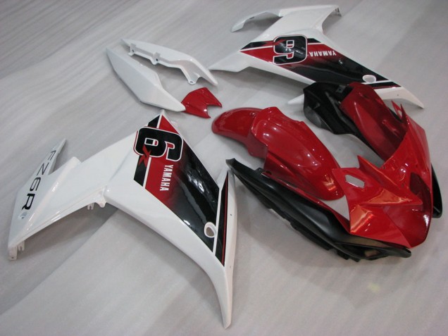 Erschwingliche Yamaha FZ6R Motorrad Verkleidung 2009-2015 - Rot Weiss Schwarz 6