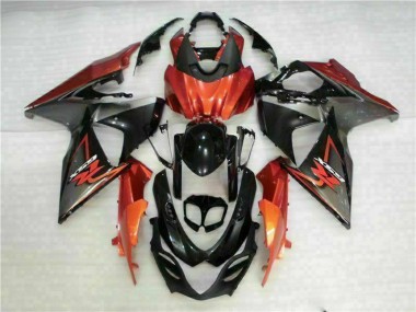 Erschwingliche Suzuki GSXR 1000 Motorrad Verkleidung 2009-2016 - Orange Glanzendes Schwarz