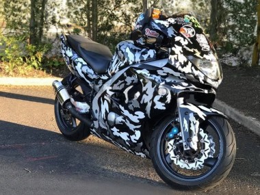 Erschwingliche Yamaha YZF600R Thundercat Motorrad Verkleidung 1996-2007 - Schwarz Weiss Grau Camouflage