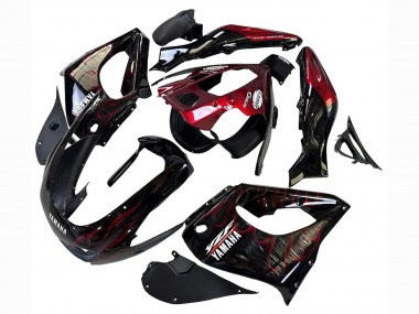 Erschwingliche Yamaha YZF 1000R Thunderace Motorrad Verkleidung 1997-2007 - Schwarz mit Dunkel Rot Flamme