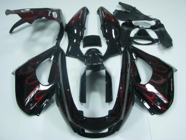 Erschwingliche Yamaha YZF 1000R Thunderace Motorrad Verkleidung 1997-2007 - Schwarz mit Rot Flamme