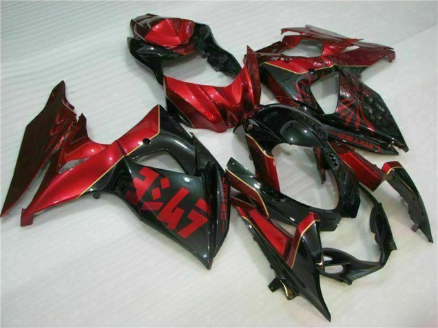Erschwingliche Suzuki GSXR 1000 Motorrad Verkleidung 2009-2016 - Rot Glanzendes Schwarz