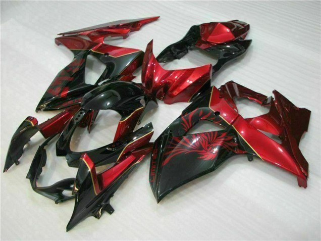 Erschwingliche Suzuki GSXR 1000 Motorrad Verkleidung 2009-2016 - Rot Glanzendes Schwarz