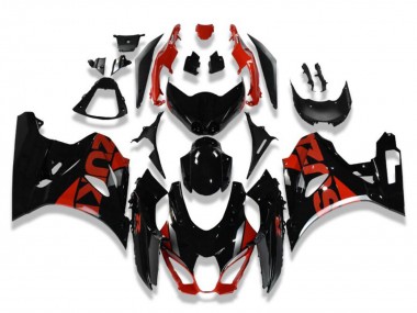 Erschwingliche Suzuki GSXR 1000 Motorrad Verkleidung 2017-2024 - Glanzendes Schwarz Rot