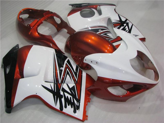 Erschwingliche Suzuki GSXR 1300 Hayabusa Motorrad Verkleidung 1996-2007 - Weiss Orange Schwarz