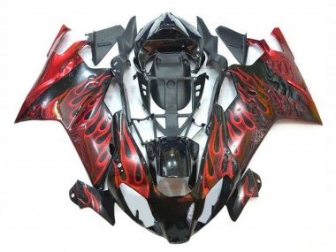 Erschwingliche Aprilia RSV1000 Motorrad Verkleidung 2003-2006 - Glanzendes Schwarz Rot Flamme