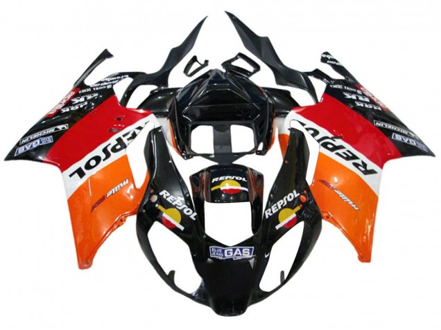 Erschwingliche Aprilia RSV1000 Motorrad Verkleidung 2003-2006 - Orange Weiss Rot Schwarz Repsol