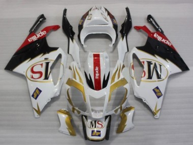 Erschwingliche Aprilia RSV1000 Motorrad Verkleidung 2003-2006 - Weiss Gold Rot Schwarz