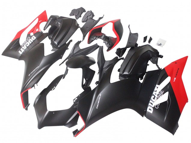 Erschwingliche Ducati Panigale V2 Motorrad Verkleidung 2020-2024 - Rot Matt Schwarz Corse