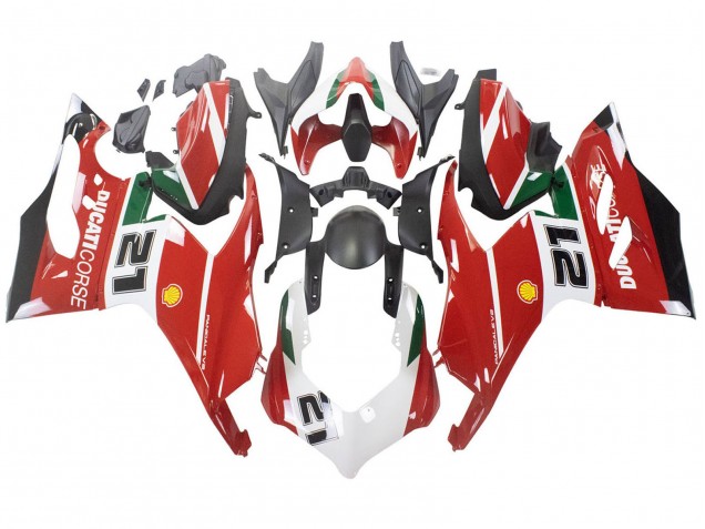 Erschwingliche Ducati Panigale V2 Motorrad Verkleidung 2020-2024 - Weiss Rot Grun Matt Schwarz Corse 21