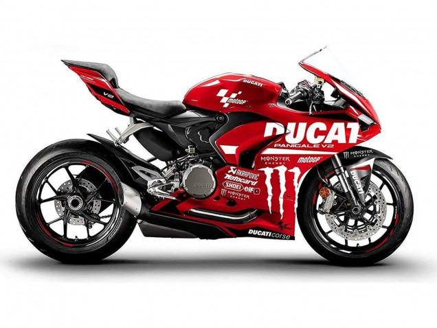 Erschwingliche Ducati Panigale V2 Motorrad Verkleidung 2020-2024 - Rot Glanzendes Schwarz Monster Corse