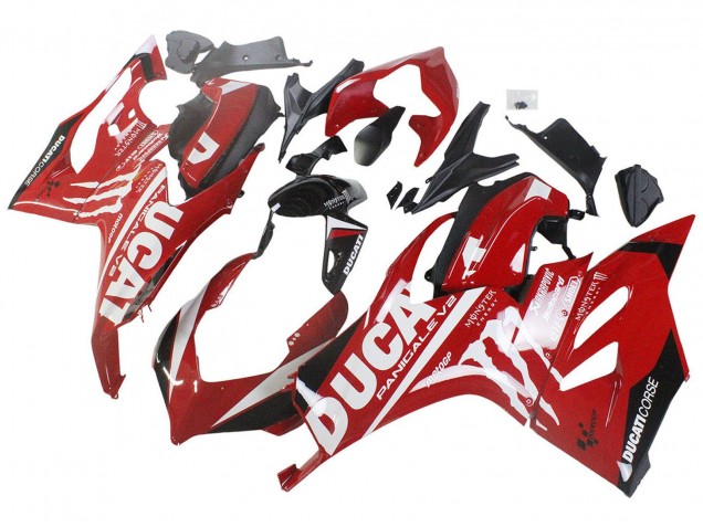 Erschwingliche Ducati Panigale V2 Motorrad Verkleidung 2020-2024 - Rot Glanzendes Schwarz Monster Corse