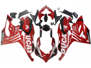 Erschwingliche Ducati Panigale V2 Motorrad Verkleidung 2020-2024 - Rot Glanzendes Schwarz Monster Corse