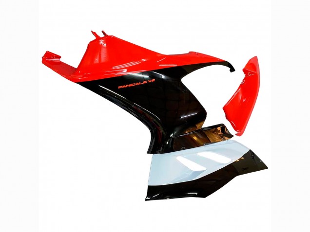 Erschwingliche Ducati Panigale V2 Motorrad Verkleidung Kit 2020-2024 - Weiss Rot Glanzendes Schwarz
