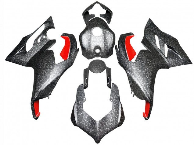 Erschwingliche Ducati Panigale V2 Motorrad Verkleidung 2020-2024 - Schwarz Geschmiedet Carbonfaser Stil Rot