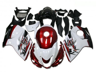 Erschwingliche Suzuki GSXR 1300 Hayabusa Motorrad Verkleidung 2008-2020 - Weiss Rot Schwarz