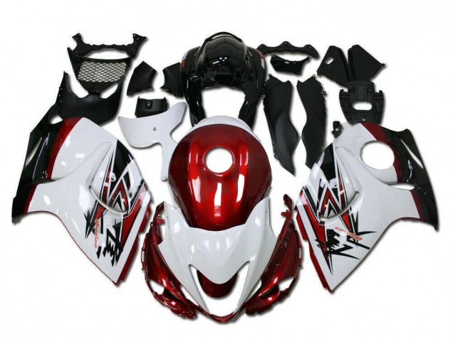 Erschwingliche Suzuki GSXR 1300 Hayabusa Motorrad Verkleidung 2008-2020 - Weiss Rot Schwarz