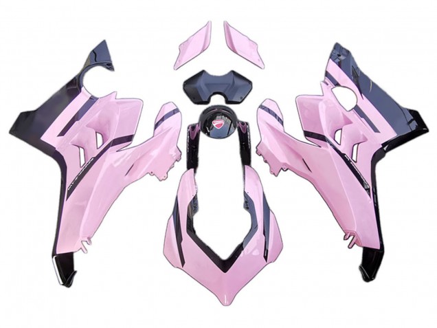 Erschwingliche Ducati Panigale V4 V4S Motorrad Verkleidung 2020-2021 - Rosa Glanzendes Schwarz
