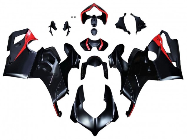 Erschwingliche Ducati Panigale V4 V4S Motorrad Verkleidung 2020-2021 - Glanzendes Schwarz Rot