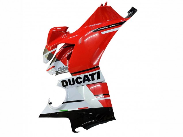 Erschwingliche Ducati Panigale V4 V4S Motorrad Verkleidung 2018-2019 - Weiss Silber Rot Glanzendes Schwarz