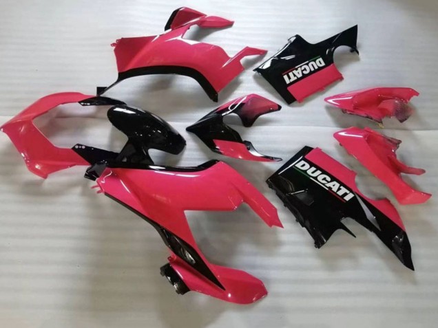 Erschwingliche Ducati Panigale V4 V4S Motorrad Verkleidung 2020-2021 - Rosa Glanzendes Schwarz