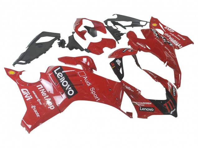 Erschwingliche Ducati Panigale V4 V4S Motorrad Verkleidung 2020-2021 - Rot Glanzendes Schwarz Lenovo 117