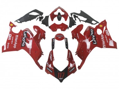 Erschwingliche Ducati Panigale V4 V4S Motorrad Verkleidung 2020-2021 - Rot Glanzendes Schwarz Lenovo 117