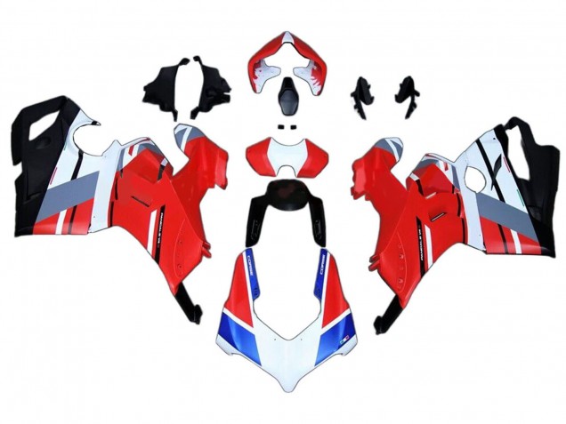 Erschwingliche Ducati Panigale V4 V4S Motorrad Verkleidung 2020-2021 - Weiss Blau Rot Glanzendes Schwarz
