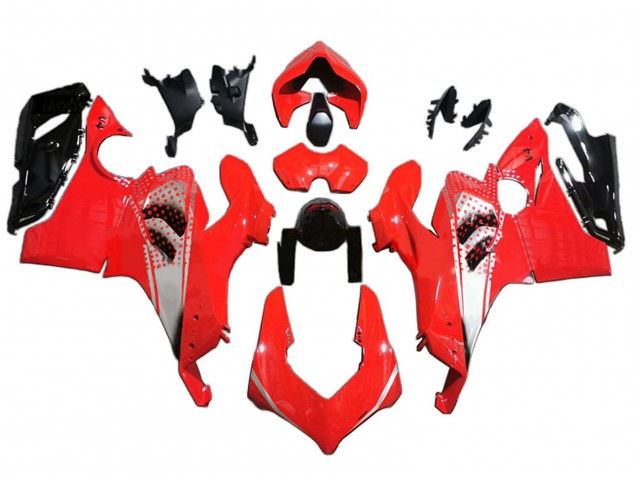 Erschwingliche Ducati Panigale V4 V4S Motorrad Verkleidung 2020-2021 - Rot Weiss Glanzendes Schwarz