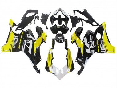 Erschwingliche Ducati Panigale V4 V4S Motorrad Verkleidung 2020-2021 - Gelb Weiss Glanzendes Schwarz