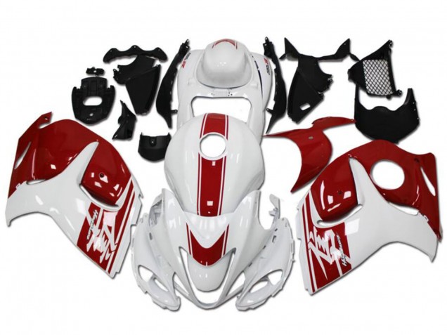 Erschwingliche Suzuki GSXR 1300 Hayabusa Motorrad Verkleidung 2008-2020 - Weiss Rot