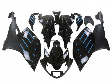 Erschwingliche BMW K1200S Motorrad Verkleidung 2005-2010 - Glanzendes Schwarz Matt Schwarz Blau Linie