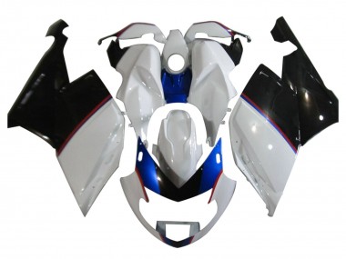 Erschwingliche BMW K1200S Motorrad Verkleidung 2005-2010 - Weiss Blau Glanzendes Schwarz