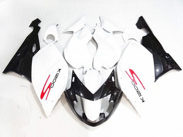 Erschwingliche BMW K1200S Motorrad Verkleidung 2005-2010 - Weiss Glanzendes Schwarz