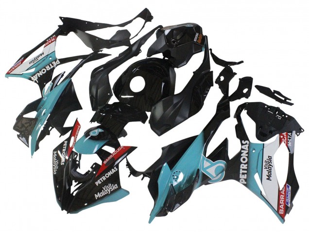 Erschwingliche BMW S1000RR Motorrad Verkleidung 2023-2024 - Hellblau Matt Schwarz Petronas