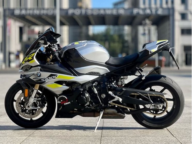 Erschwingliche BMW S1000RR Motorrad Verkleidung 2023-2024 - Silber Gelb Carbonfaser