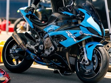 Erschwingliche BMW S1000RR Motorrad Verkleidung 2019-2022 - Blau Schwarz Carbonfaser