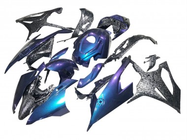 Erschwingliche BMW S1000RR Motorrad Verkleidung 2019-2022 - Gradient Blau Lila Geschmiedet Carbonfaser